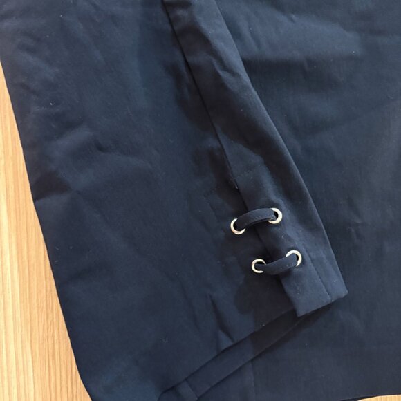 Dalia Dress Pants Size 14W Solid Black Embellished Cuff Rayon Nylon Pull On - Picture 2 of 3